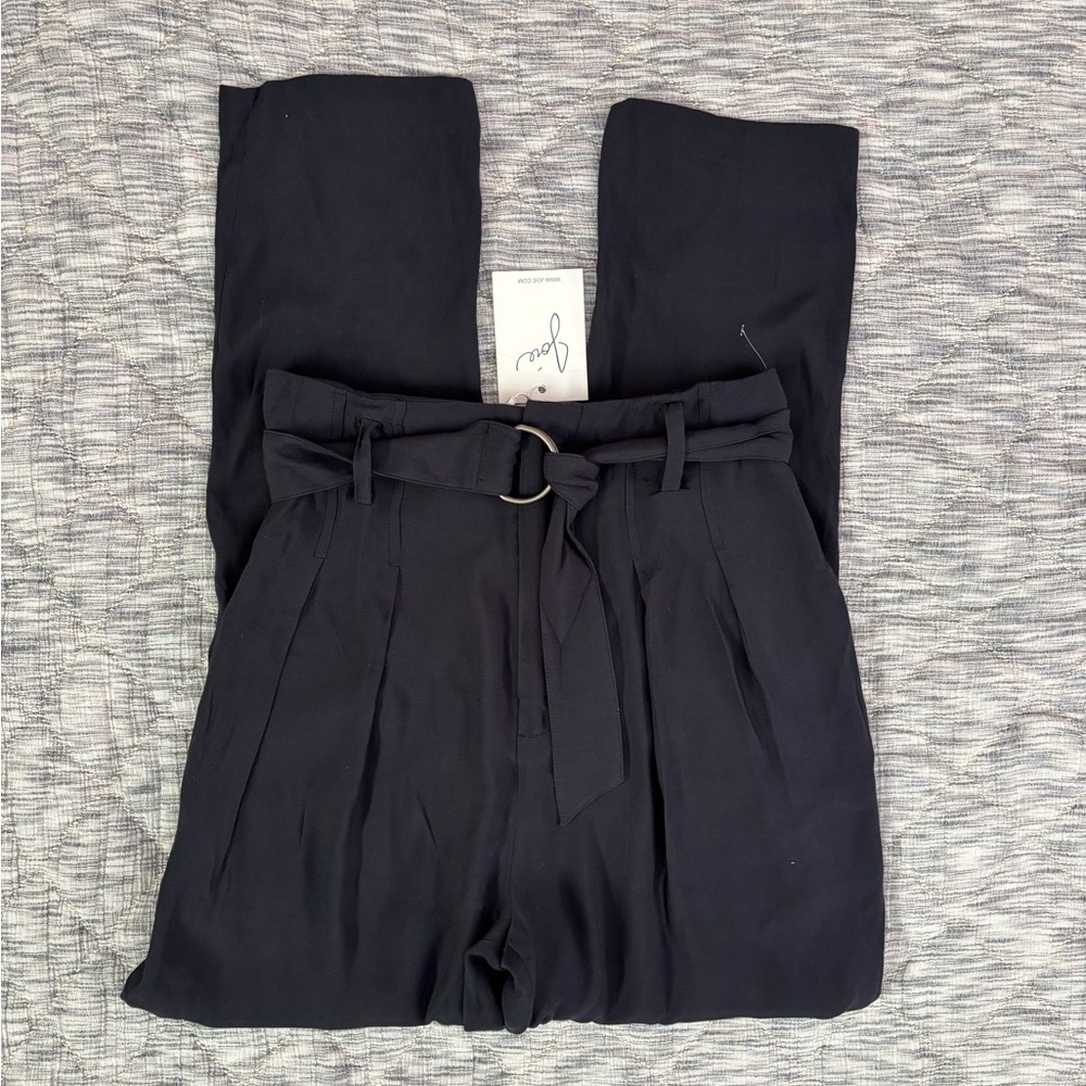 Joie Ianna Pleated Ankle Straight Leg Belted Women Pants In Caviar Sz 2 NWT - - Picture 8 of 15